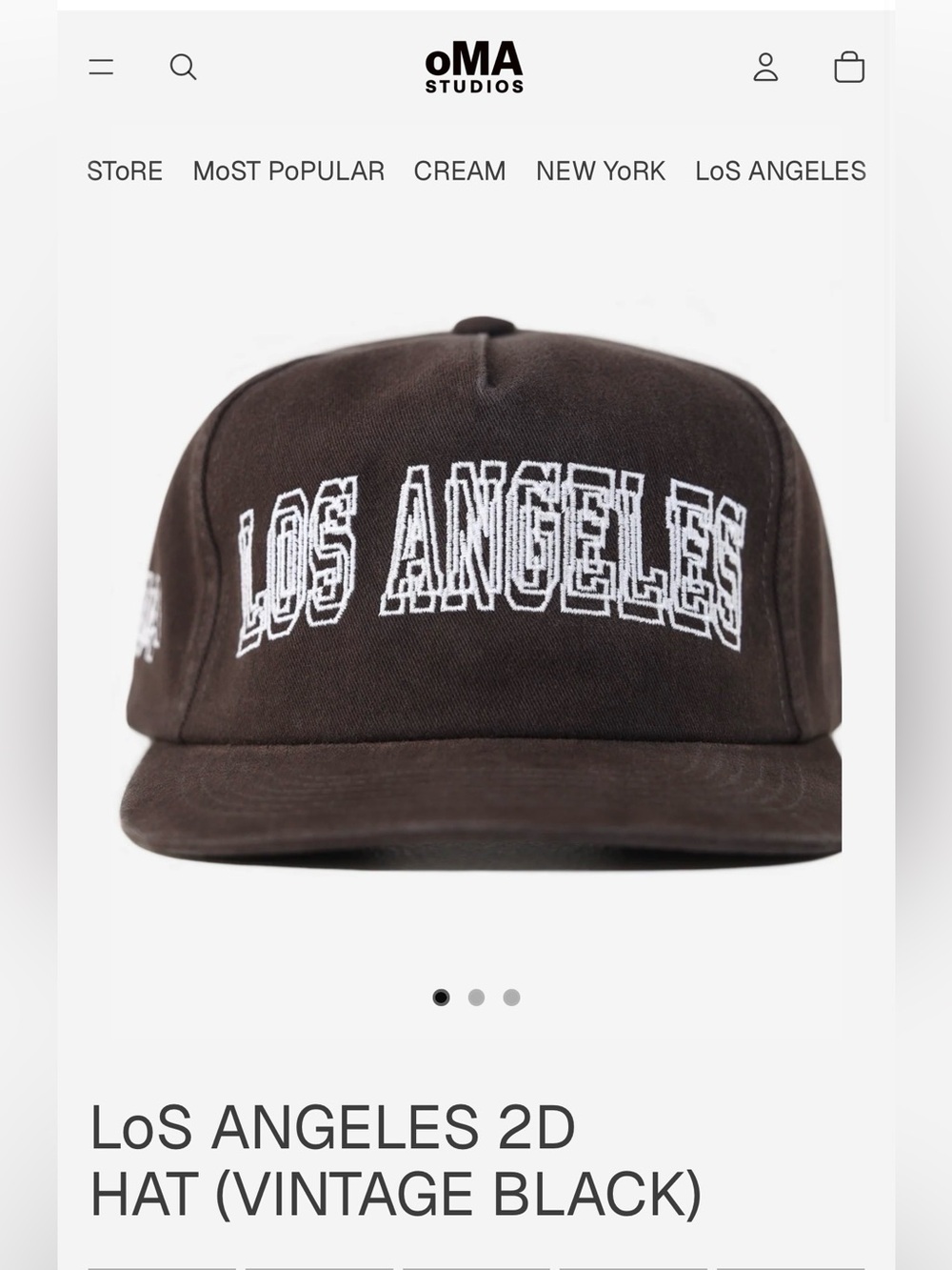 oMA STUDIOS LoS ANGELES 2D HAT (VINTAGE BLACK) Snapback cap